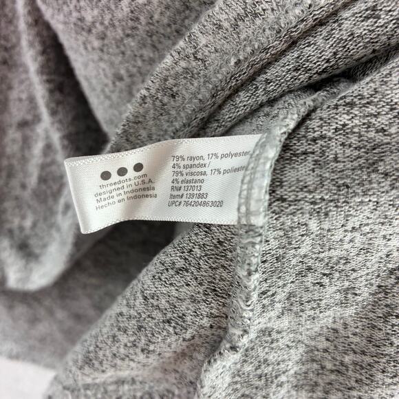 Three Dots Short Sleeve Top Women's Medium Heather Grey Rayon Soft Knit Everyday - Picture 5 of 9